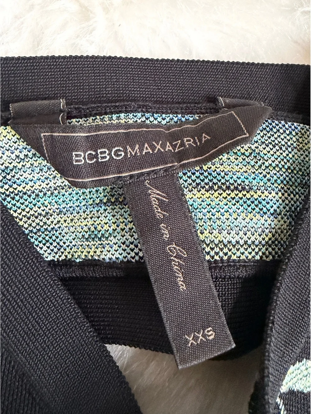 BCBGMAXAZRIA  Dress Set with Blue and Green Leafy V XXS
